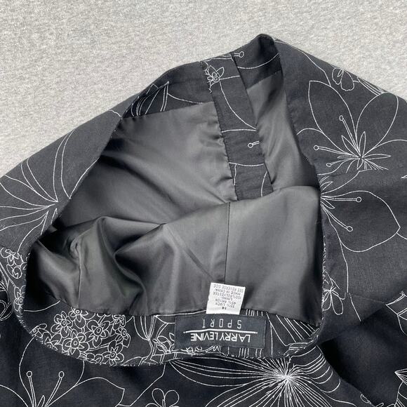 VTG Larry Levine Womens Pants 14 Black White Floral High Rise Straight Ankle - Picture 12 of 16